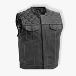 Load image into Gallery viewer, Quilted Diamond Black & White Leather Vest