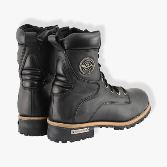 Milwaukee Leather MBM9095 Men’s Classic Black Logger Lace-Up Boots With Side Zipper