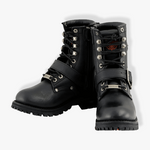 Load image into Gallery viewer, Milwaukee Leather MBL201 Women’s Black Leather Buckled Lace-Up Boots