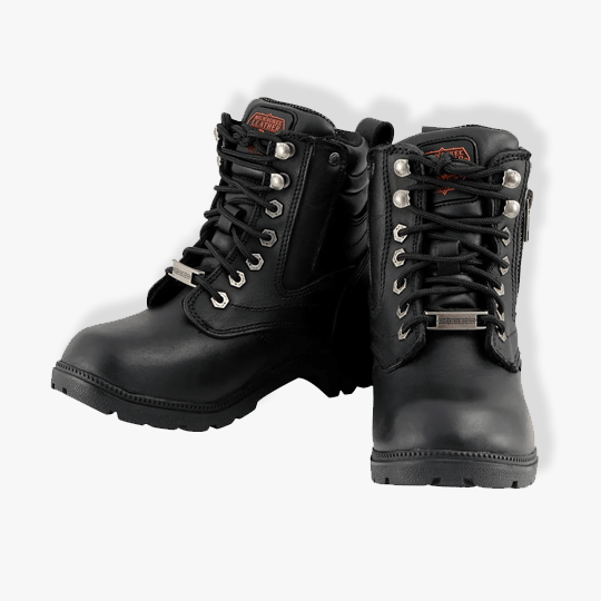 Milwaukee Leather MBL9321WP Women’s Black Waterproof Lace-Up Boots With Side Zipper
