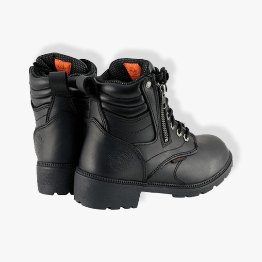 Milwaukee Leather MBL9321WP Women’s Black Waterproof Lace-Up Boots With Side Zipper
