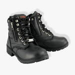 Load image into Gallery viewer, Milwaukee Leather MBL9321WP Women’s Black Waterproof Lace-Up Boots With Side Zipper