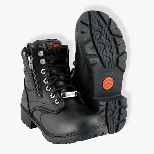 Milwaukee Leather MBL9321WP Women’s Black Waterproof Lace-Up Boots With Side Zipper