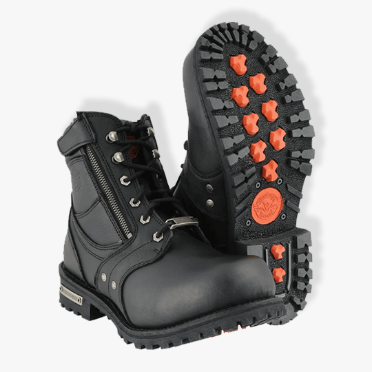 Milwaukee Leather MBM9050 Men’s Black 6-Inch Lace-Up Boots With Zipper Closure