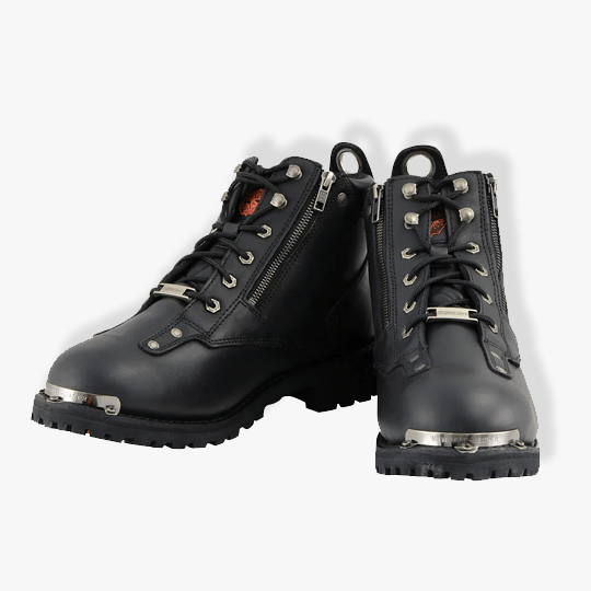 Milwaukee Leather MBM103 Men’s Black Leather Lace-Up Boots With Double Sided Zipper Entry