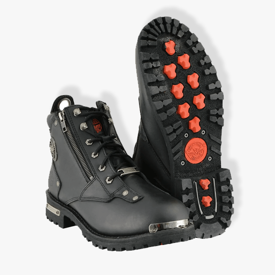 Milwaukee Leather MBM103 Men’s Black Leather Lace-Up Boots With Double Sided Zipper Entry