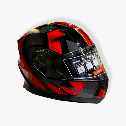 Red Modular Flip-Up Motorcycle Helmet