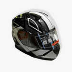 Load image into Gallery viewer, White & Gray (Carbon Fiber Look) Modular Flip-Up Motorcycle Helmet