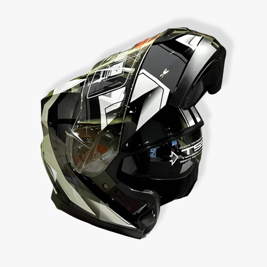 White & Gray Modular Flip-Up Motorcycle Helmet