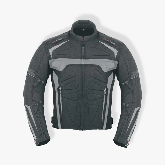 Men Black Grey Motorcycle Jacket 02