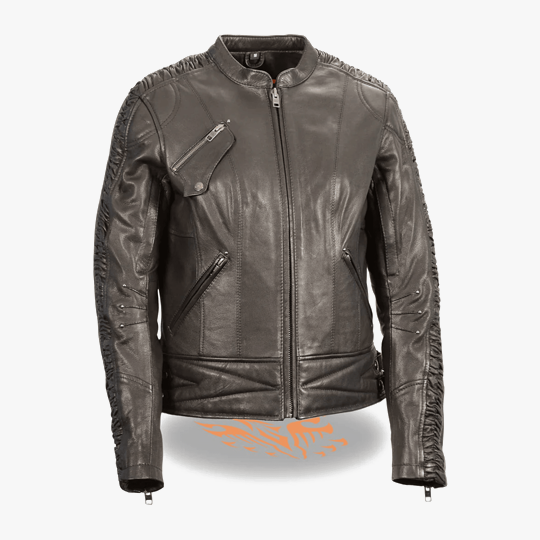 Women Naked Cowhide Motorcycle Jacket