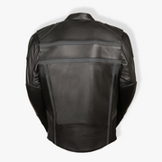Men’s Reflective Vented Black Leather Scooter Jacket With Gun Pocket