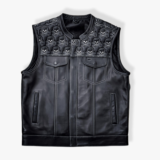 Skull Quilted Diamond Leather Vest