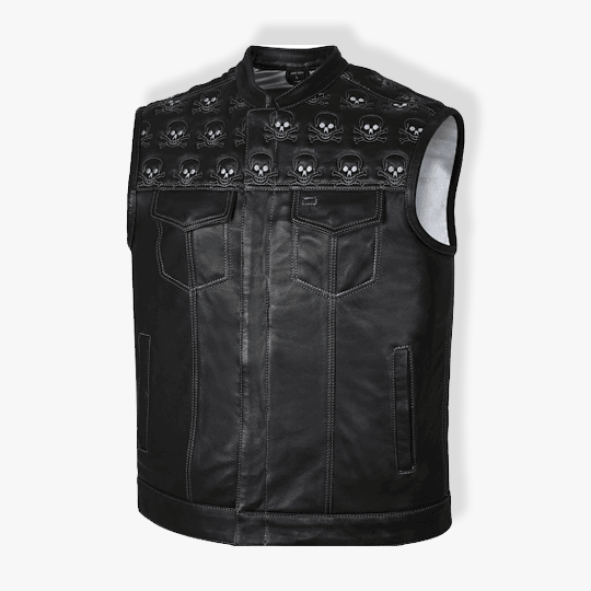 Skull Quilted Diamond Leather Vest