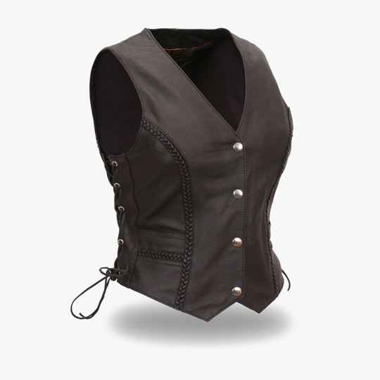 Ladies Braided Naked Leather Vest