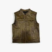 Distressed Brown Genuine Leather Vest