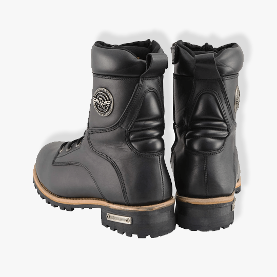 Milwaukee Leather MBM9095 Men’s Classic Black Logger Lace-Up Boots With Side Zipper