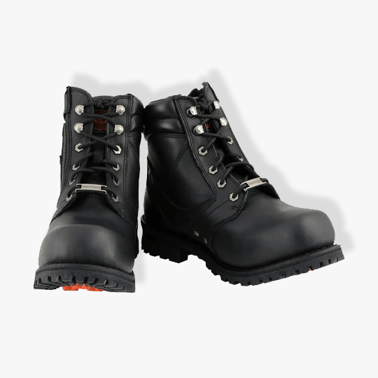 Milwaukee Leather MBM9050 Men’s Black 6-Inch Lace-Up Boots With Zipper Closure