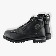 Milwaukee Leather MBM103 Men’s Black Leather Lace-Up Boots With Double Sided Zipper Entry