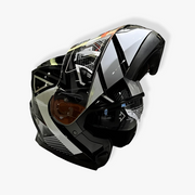 White & Gray (Carbon Fiber Look) Modular Flip-Up Motorcycle Helmet
