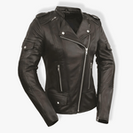 Load image into Gallery viewer, Ladies Naked Cowhide Motorcycle Jacket
